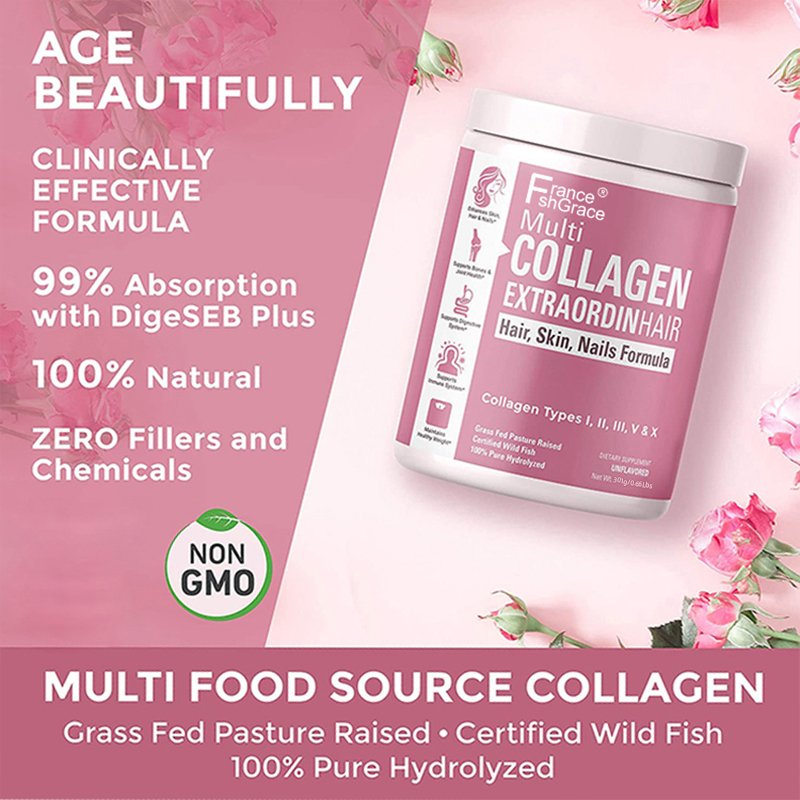 Customer Private labels logo healthcare Proteins Collagen Peptides Powder with Hyaluronic Acid and Vitamin C