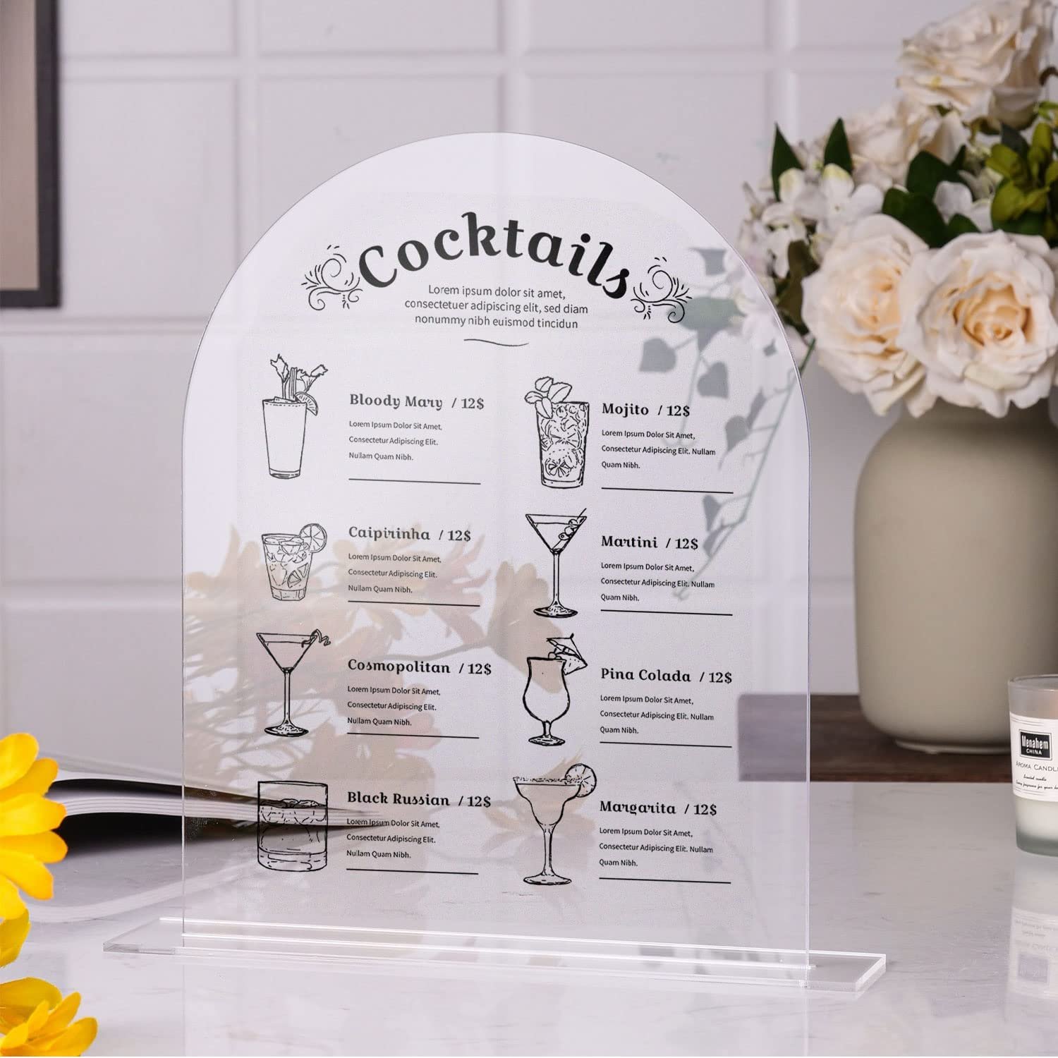 Hot Sale Custom Clear Acrylic Arch Place Name Cards Seating Sign Wedding Table Card Number for Reception
