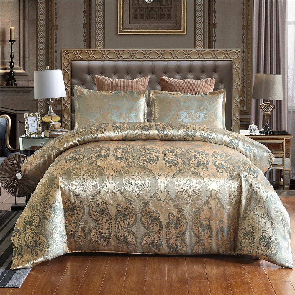 High Quality 3 Pieces Microfiber Cotton Duvet Cover Bed sheets Jacquard Quilt Comforter Sets wedding Bedding Luxury cover