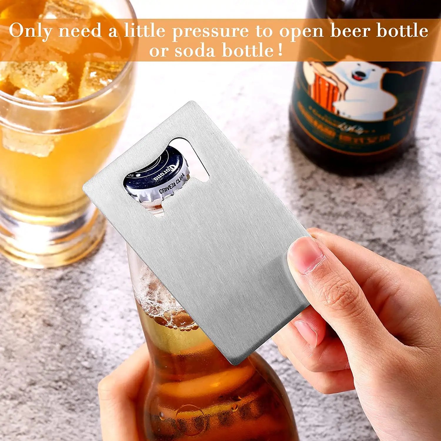 Credit Card Bottle Opener Stainless Steel Beer Bottle Opener for Your Wallet and Shirt Pocket
