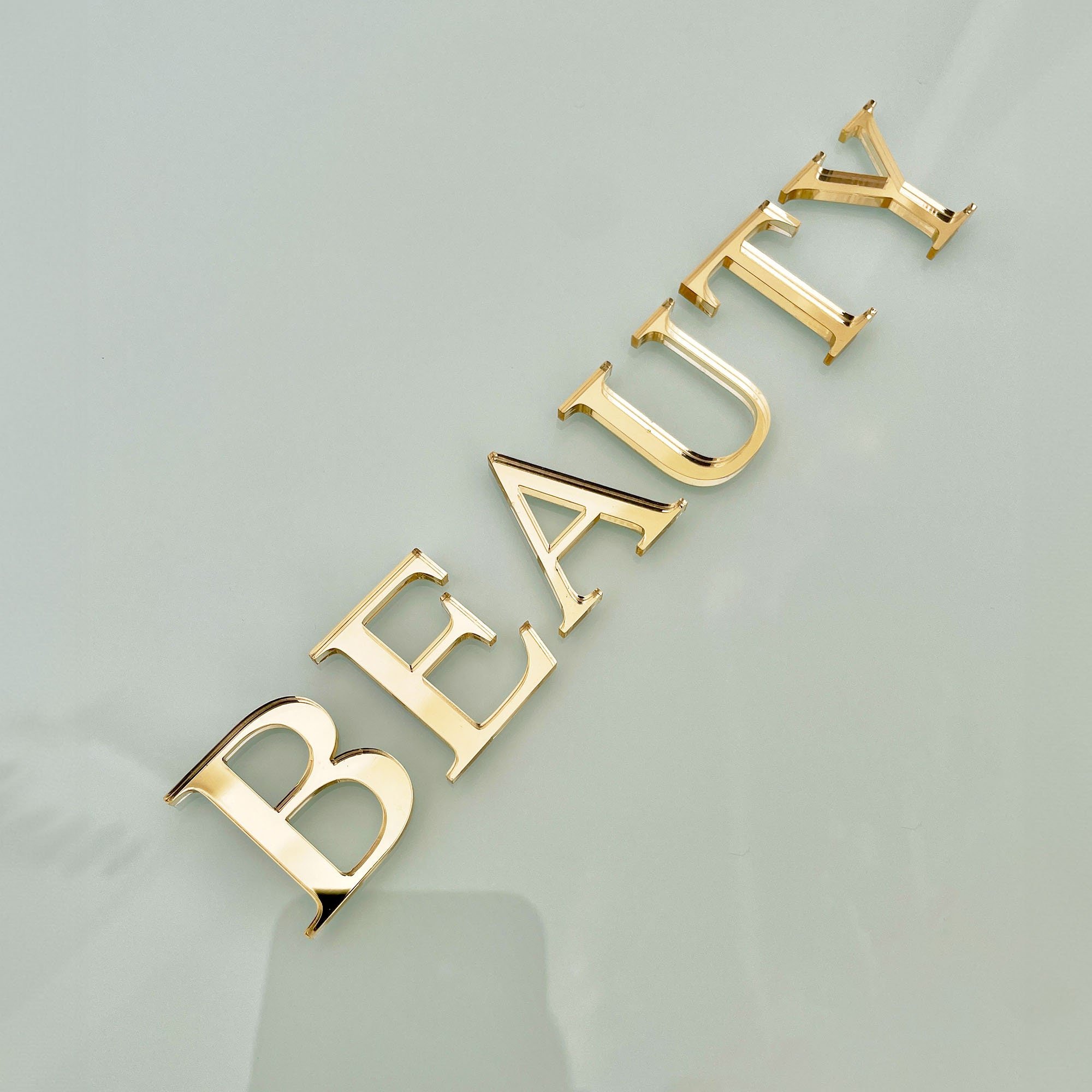 Laser Cut Wall Logo Gold Mirror Acrylic Letters 3D Backdrop Letters For Decoration Personalized Business Name Sign Wall Decor