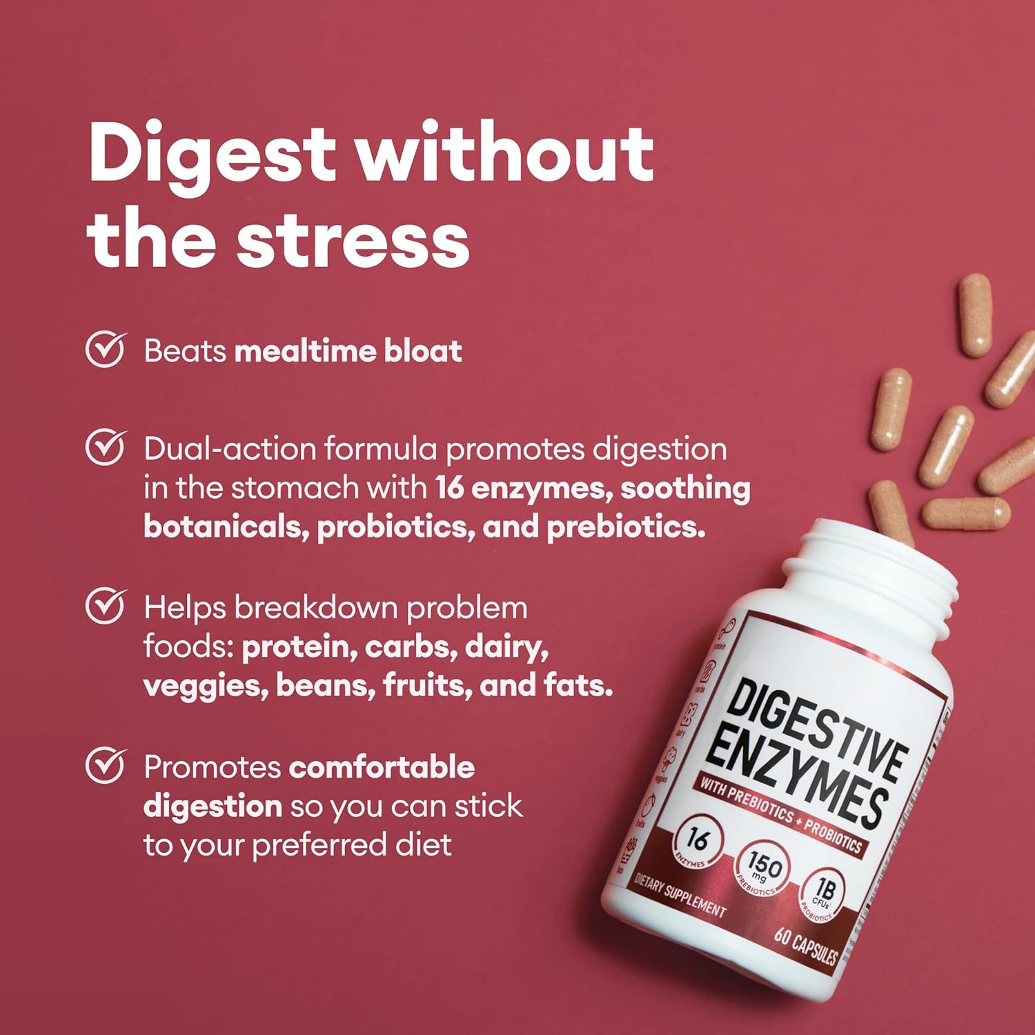 Probiotics capsules support stomach gut function digestive enzyme mixture prebiotic capsules probiotics supplement probiotics