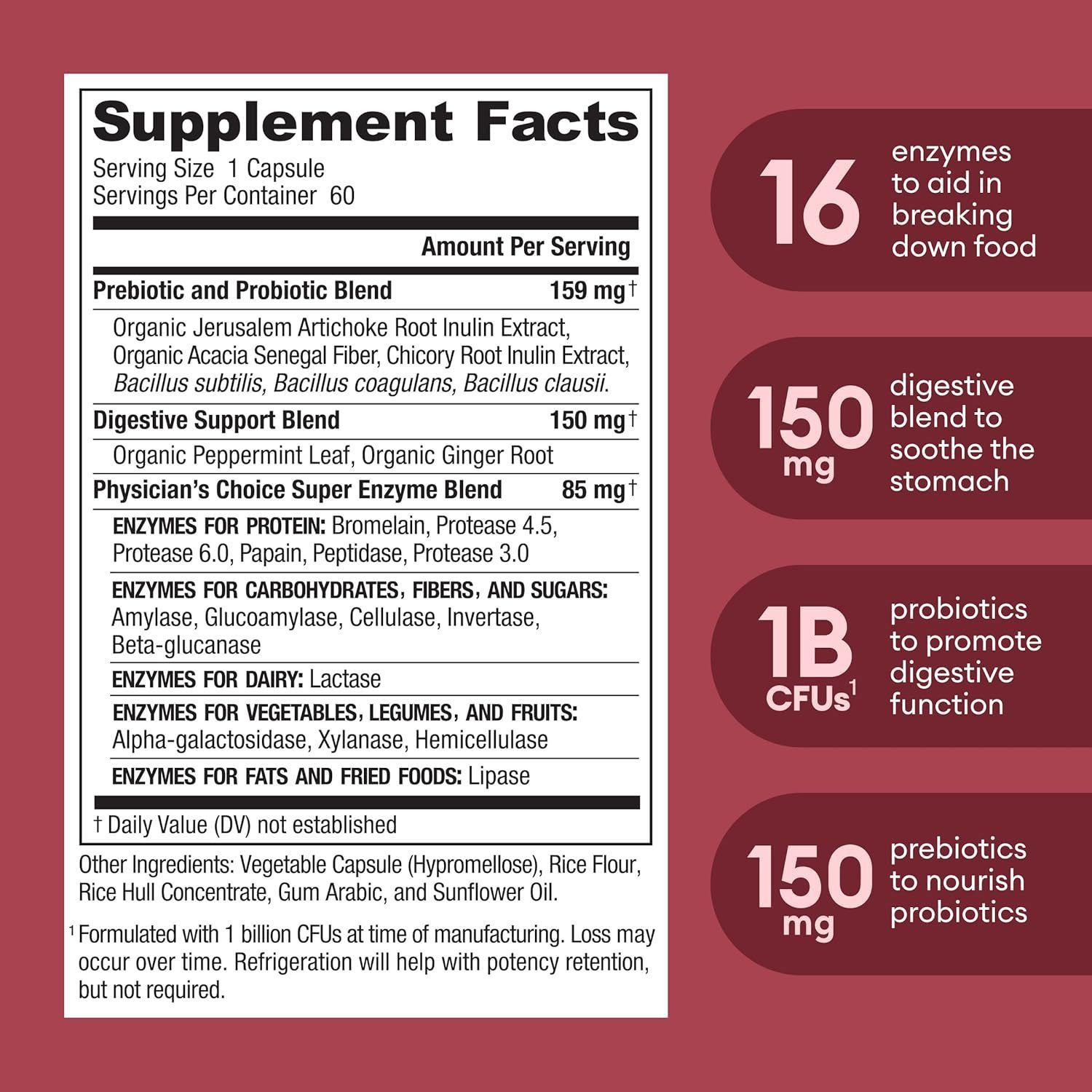 Probiotics capsules support stomach gut function digestive enzyme mixture prebiotic capsules probiotics supplement probiotics