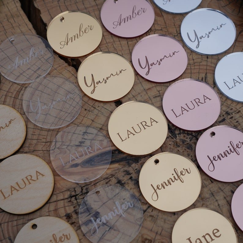Personalized DIY Shape Name Place Luggage Tag With Elegant Cute Gift Acrylic Favor Tags Wedding Birthday Name Tags