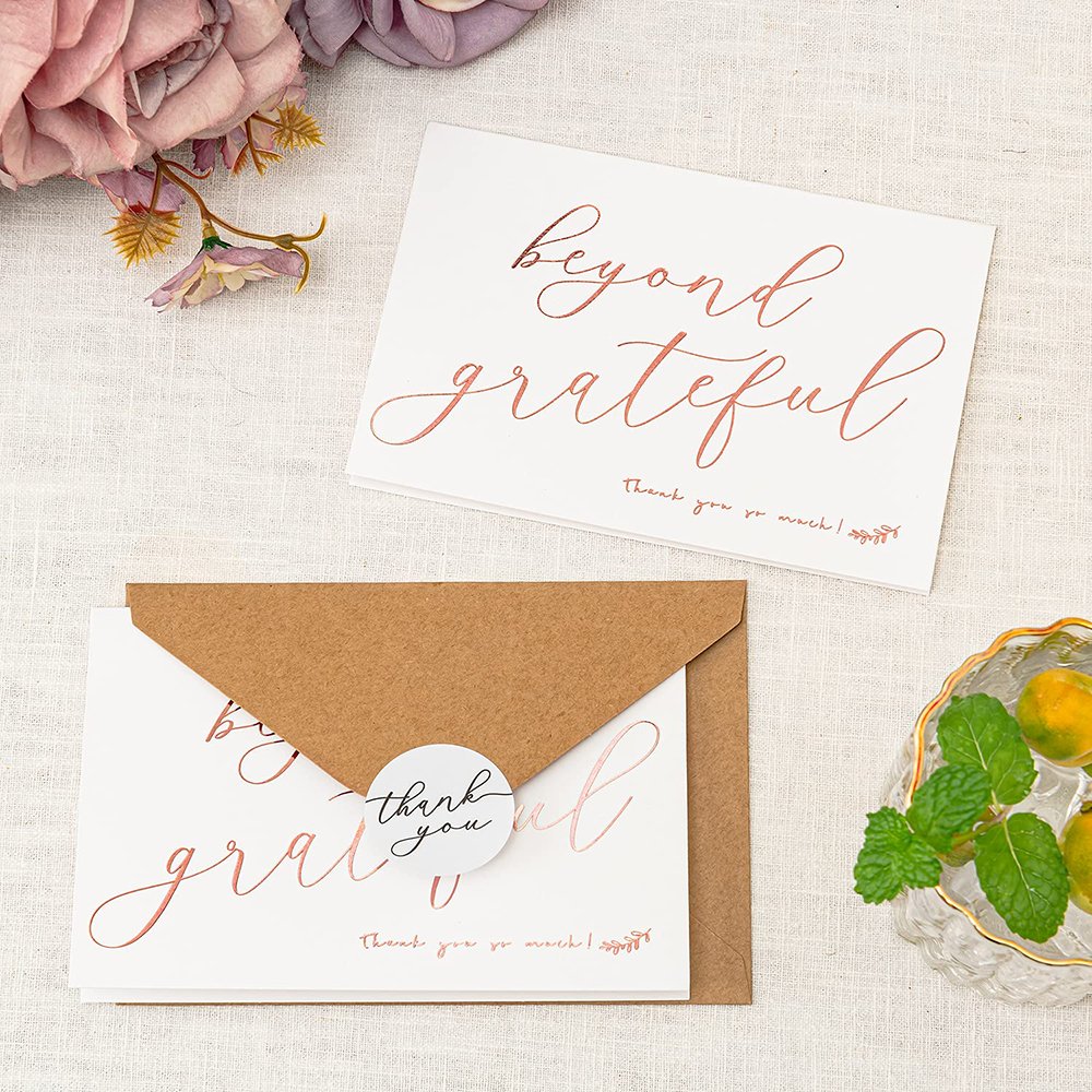 Custom 3D Embossed Greeting Card Printing Gold Foil Thank You Card Relief Folded Cards