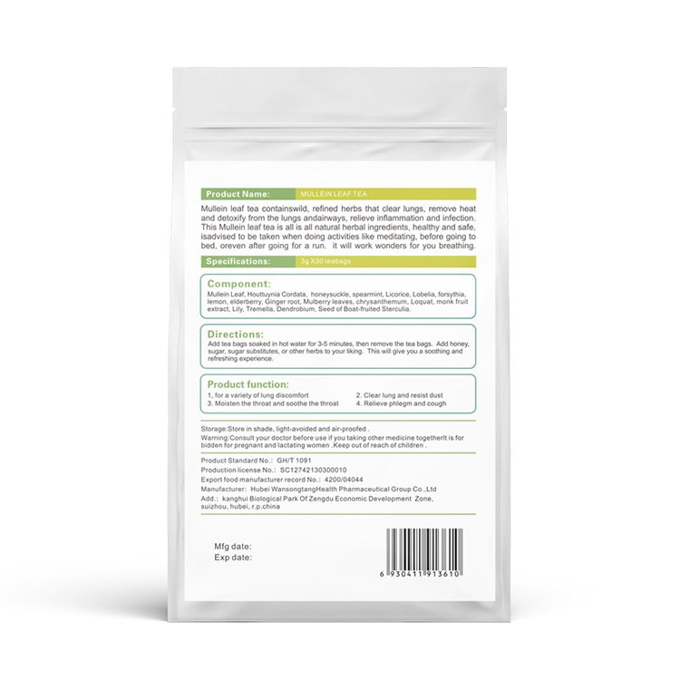 OEM Private Label Natural Healthy Herbal Tea Mullein Leaf Tea Bags For Lungs