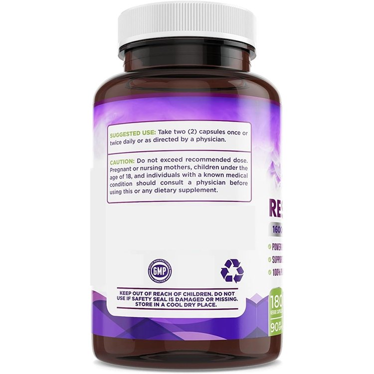 180 Capsules Resveratrol 1600mg Trans Resveratrol Antioxidant Supplement with Green Tea Grape Seed Extract and Quercetin