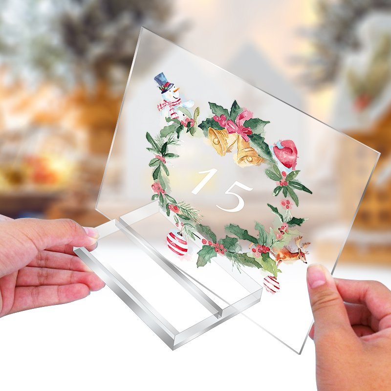 Custom Clear Wedding Table Numbers Block Sign Holder High Transparency Acrylic Place Card Slot Display Stand