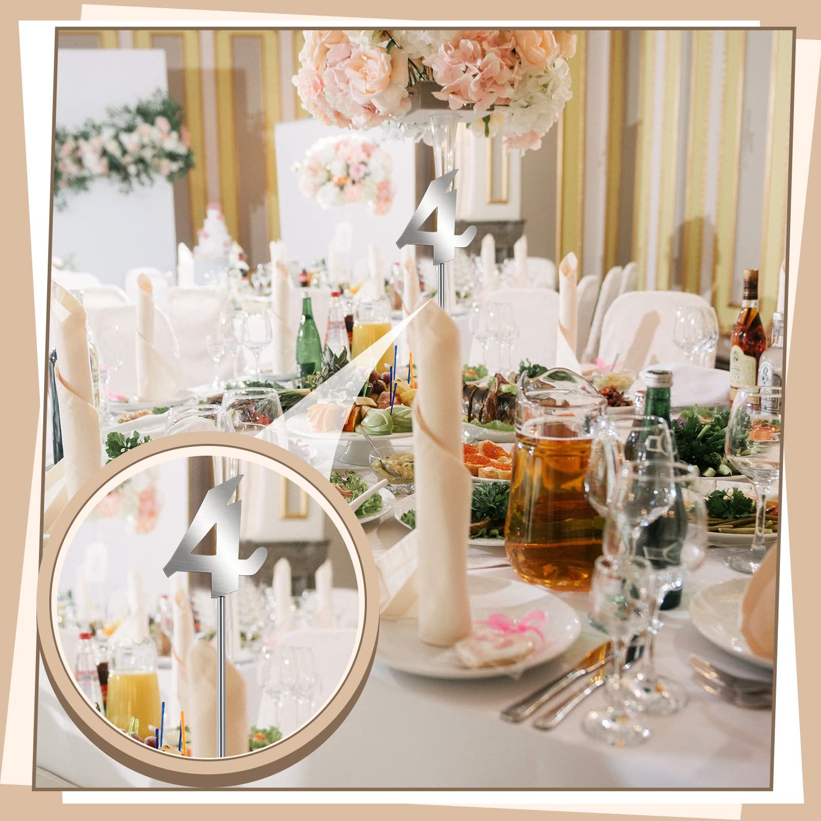 Factory wholesale 30 Pieces Stainless Steel Party Table Numbers Place Cards and Table Numbers for Weddings Receptions Party