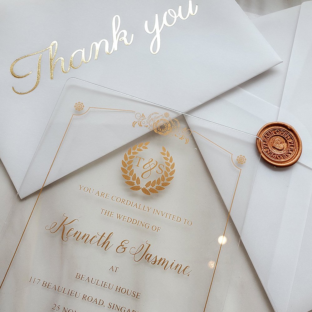 Myway Custom Acrylic Place Cards High Quality Acrylic Wedding Invitation Card with Envelopes and Box