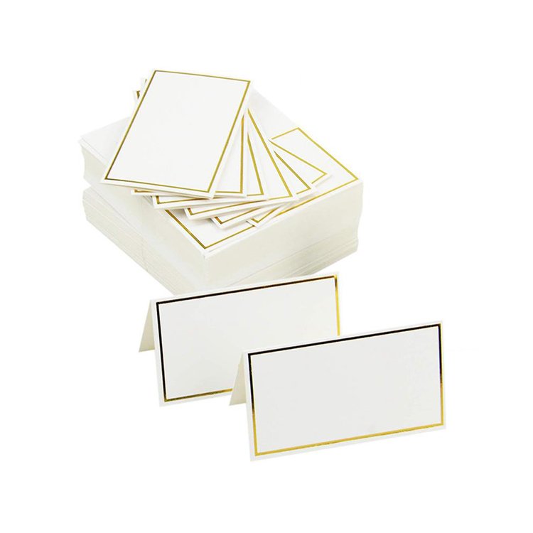 Wholesale Wedding Paper Name Tent Place Cards Gold Foil Stamping Border High-End Seat Card Table Setting Card