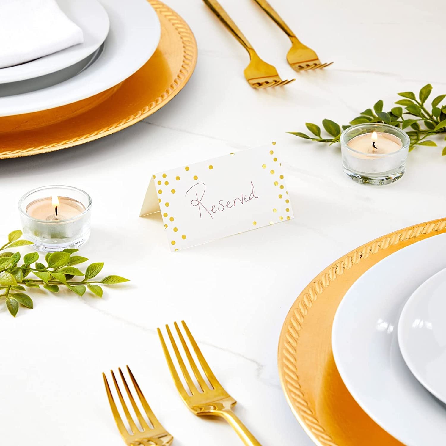 Personalize Printed Wedding Blank Table Name Cards Reserved Seating Gold Foil Dot Place Cards for Table Setting