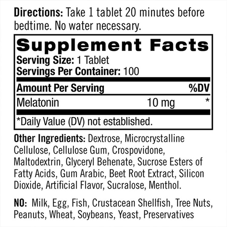120 Tablets 100% Drug-Free Vegetarian Dietary Supplement Fast Melatonin Sleep Dissolve Stay Asleep Longer