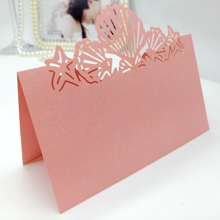 Beach Themed Wedding Place Card Seashell Table Numbers Name Place Card