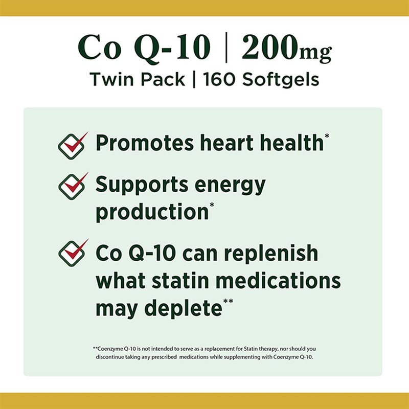 Q10 CoQ-10 Dietary Supplement Supports Cardiovascular and Heart Health 200mg for Heart Health Support