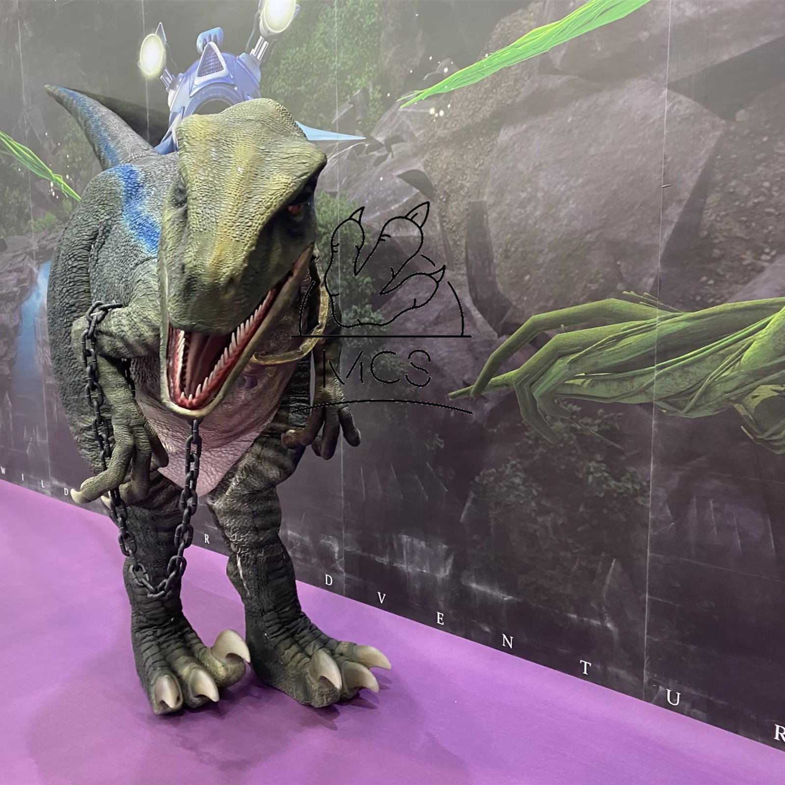 MCS-Hidden Legs Colorful Velociraptor Walking Dinosaur Costume