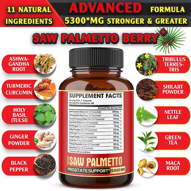 Herbal Prostate Supplement Immune & Anti-Fatigue Saw Palmetto Capsules