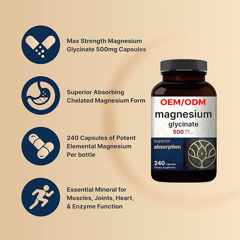 Nutrition Supplements Food Supplement Magnesium Glycinate 500mg 480 Capsules