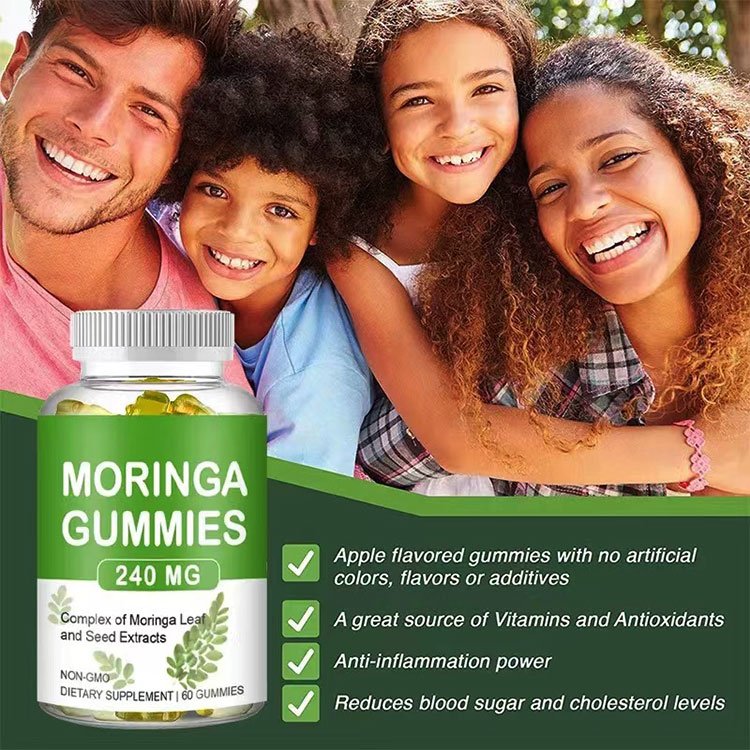 Wholesale pure moringa gummy Complex of Moringa Leaf Extracts moringa gummies Reduces Blood Sugar and Cholesterol Levels