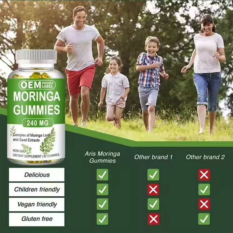 Wholesale pure moringa gummy Complex of Moringa Leaf Extracts moringa gummies Reduces Blood Sugar and Cholesterol Levels