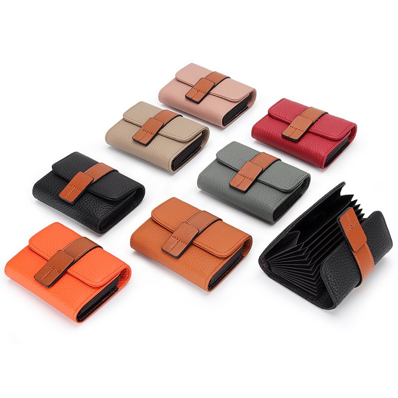 RFID Leather Card Holder Wallet High Quality PU Leather Men Women Fashion Short Card Holder Wallet