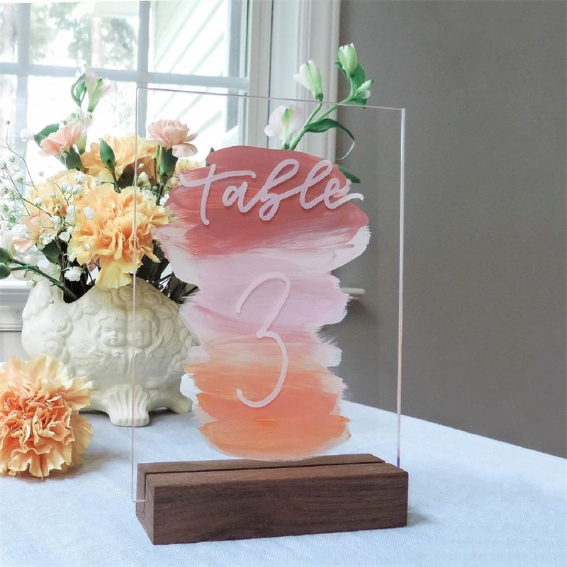 Gold Birch Wood Stands for Wedding Acrylic Sign Wedding Display Stand Card Holder for Bar Menu Retail Sign Party