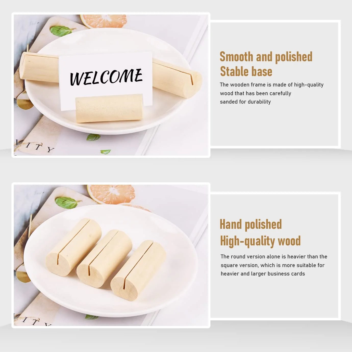 20PCS Wood Place Card Holders Wood Table Number Stands Wood Name Card Holders for Tables Table Sign Stand Picture Holder