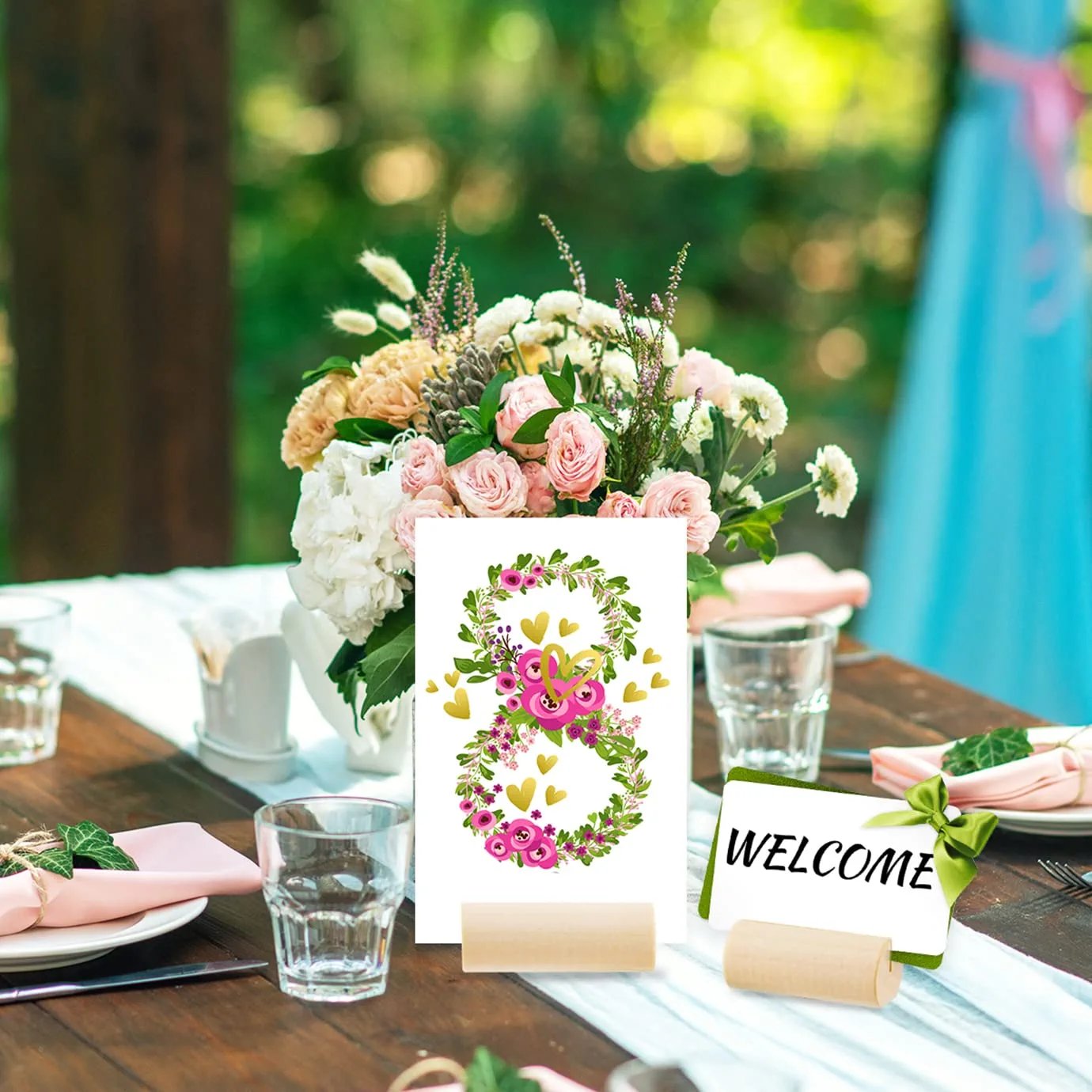 20PCS Wood Place Card Holders Wood Table Number Stands Wood Name Card Holders for Tables Table Sign Stand Picture Holder