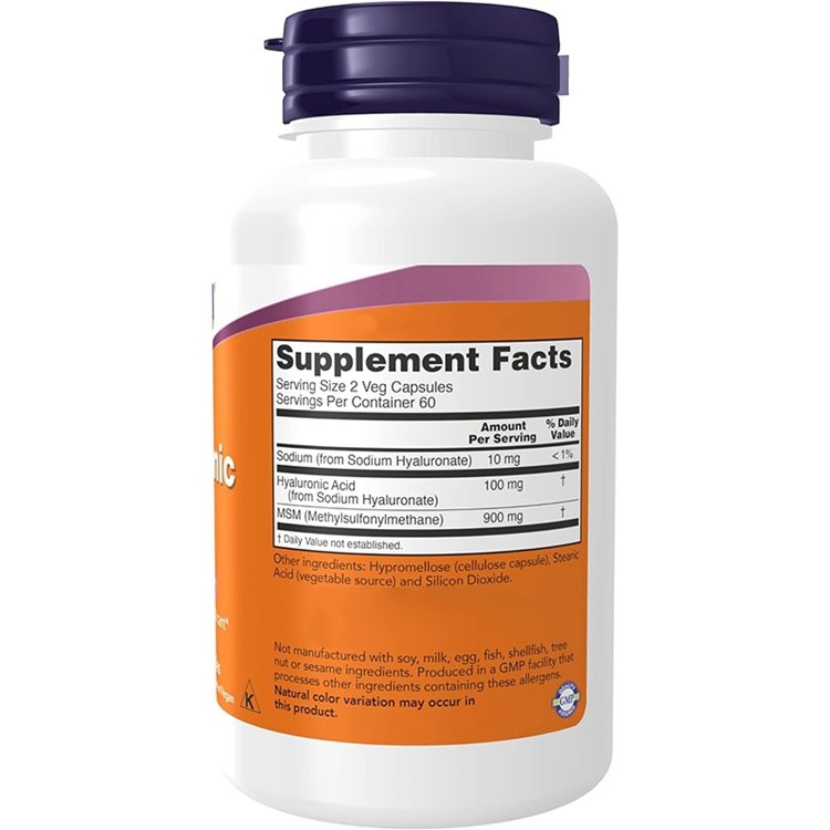 120 Veg Capsules Hyaluronic Acid 50 mg with MSM Joint Support