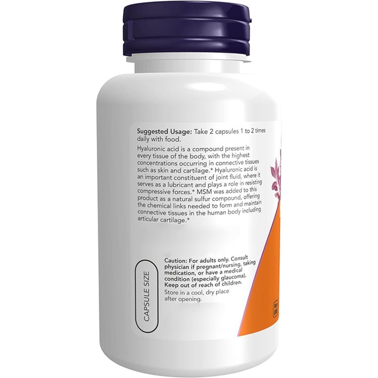 120 Veg Capsules Hyaluronic Acid 50 mg with MSM Joint Support
