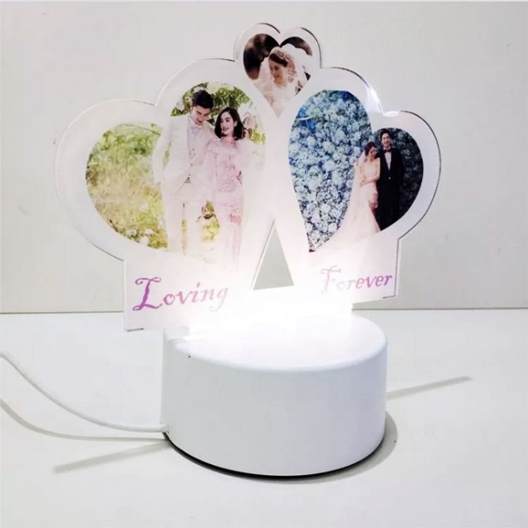 AGH Sublimation Acrylic Photo Frame Night Lamp Touch Lamp White Blank Custom Acrylic With 7 Colors USB Stands