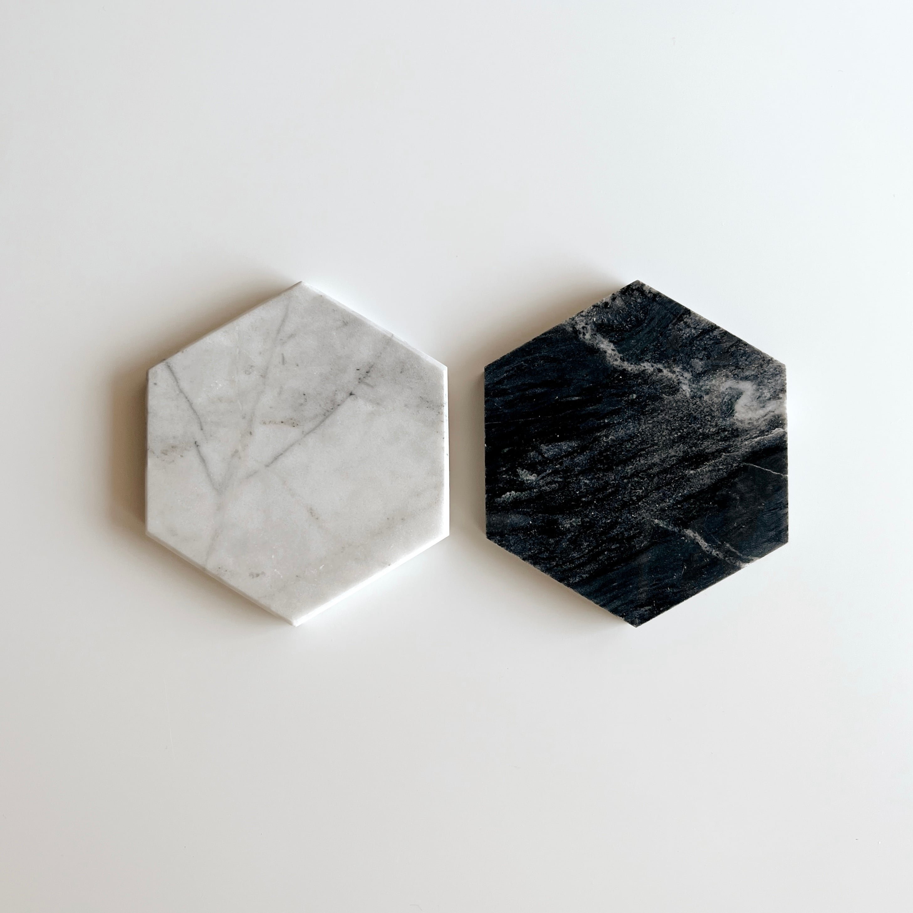 Customize Classic Stone Cup Coasters Wedding Place Cards Hexagon Solid Real White Marble Drink Coasters for Modern Homes