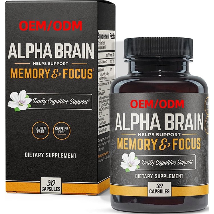30 Count Premium Nootropic Brain Supplement Caffeine-Free Focus Capsules for Concentration Brain Booster Memory Support