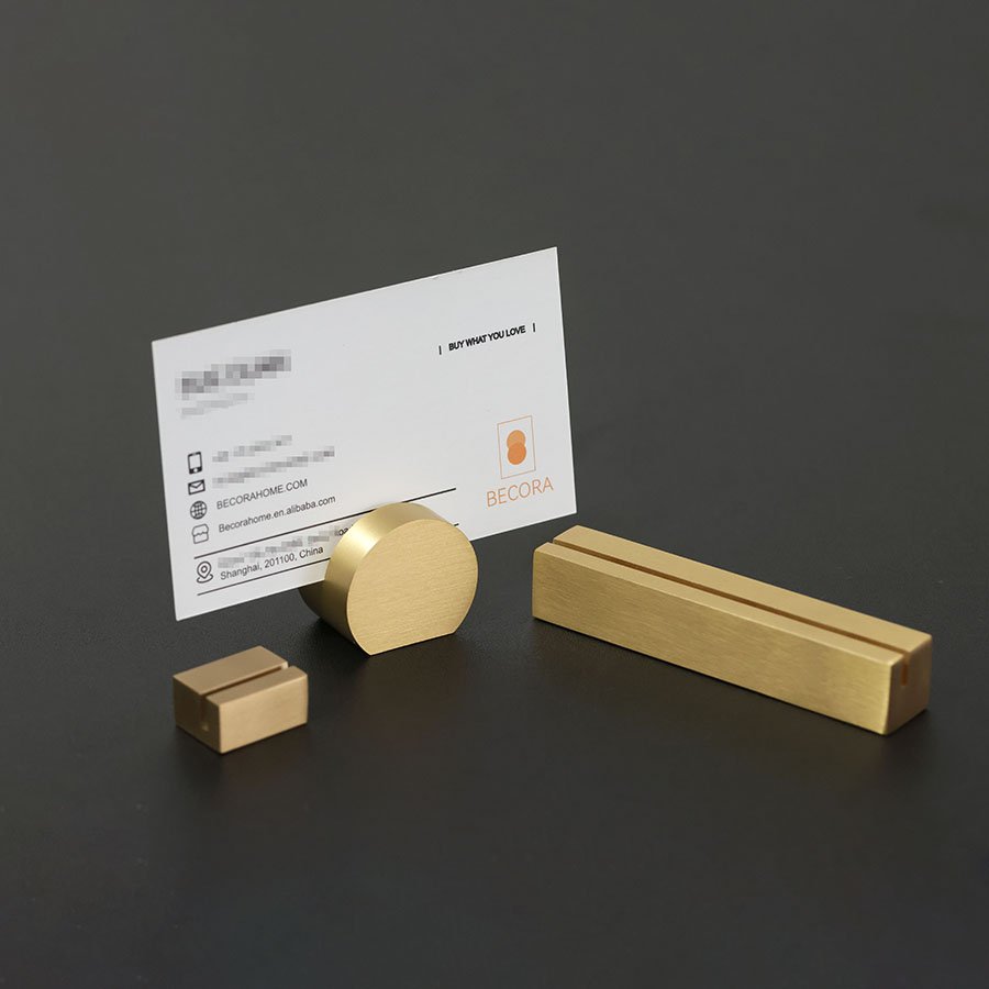 Solid Brass Place Card Holders Acrylic Card Price Tag Menu Holder Picture Calendar Display Rack Gold Table Number Stand