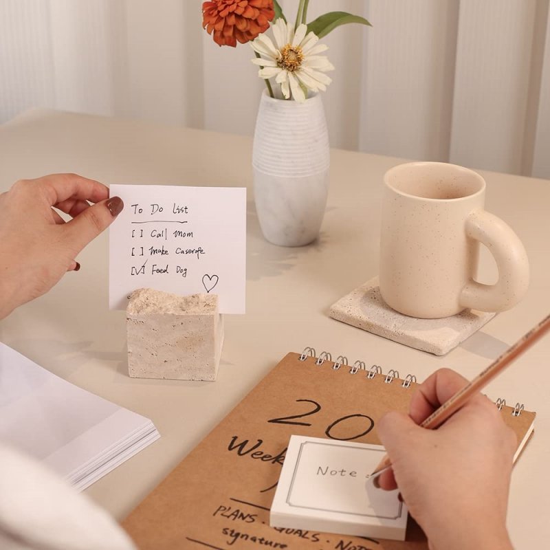 stonekocc Brand Natural Travertine Stone Place Cards Handmade Polished Wedding Table Signs Desktop Memo Business Card Holder