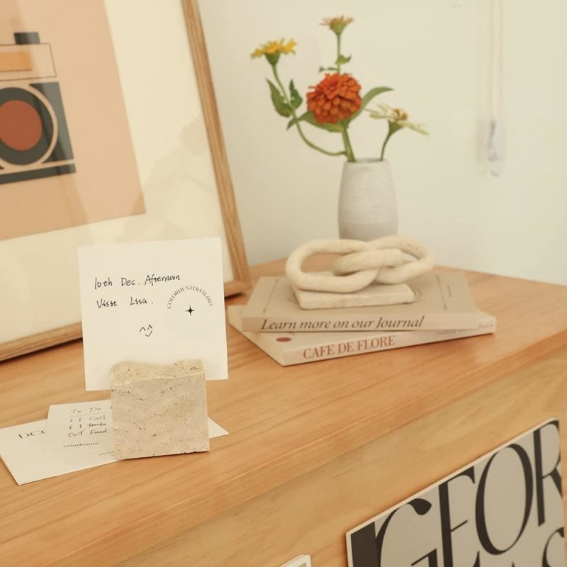stonekocc Brand Natural Travertine Stone Place Cards Handmade Polished Wedding Table Signs Desktop Memo Business Card Holder