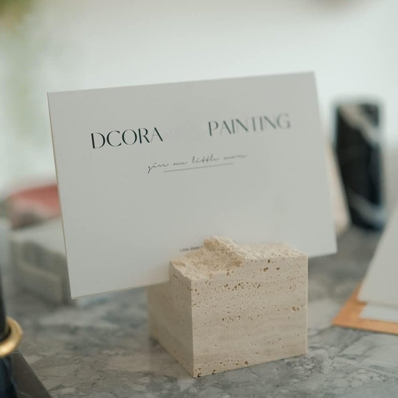 stonekocc Brand Natural Travertine Stone Place Cards Handmade Polished Wedding Table Signs Desktop Memo Business Card Holder