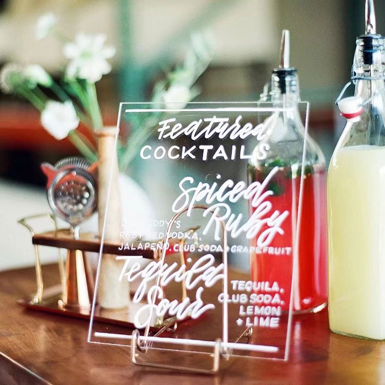 Customize Acrylic Elegant wedding Invitation Name Place Card
