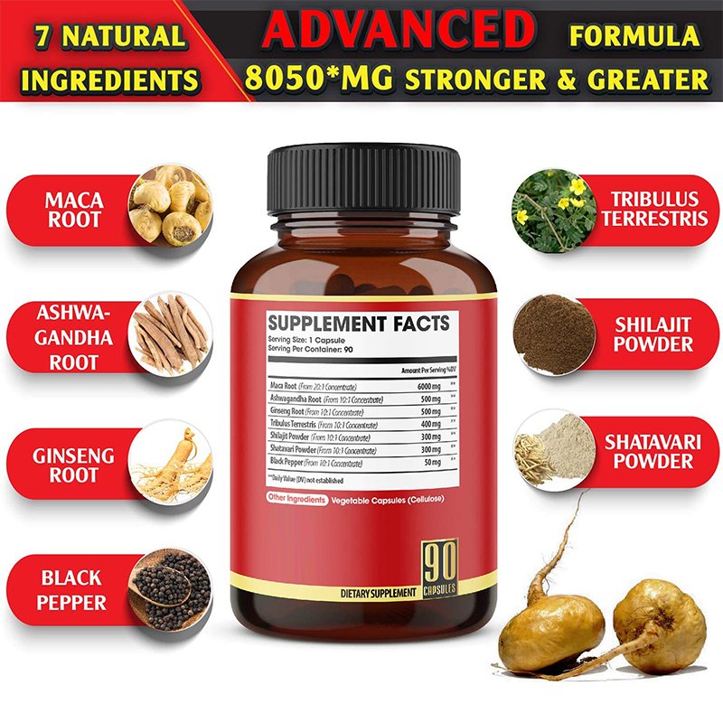Organic supplement maca plus capsules strong man pills maca root capsule