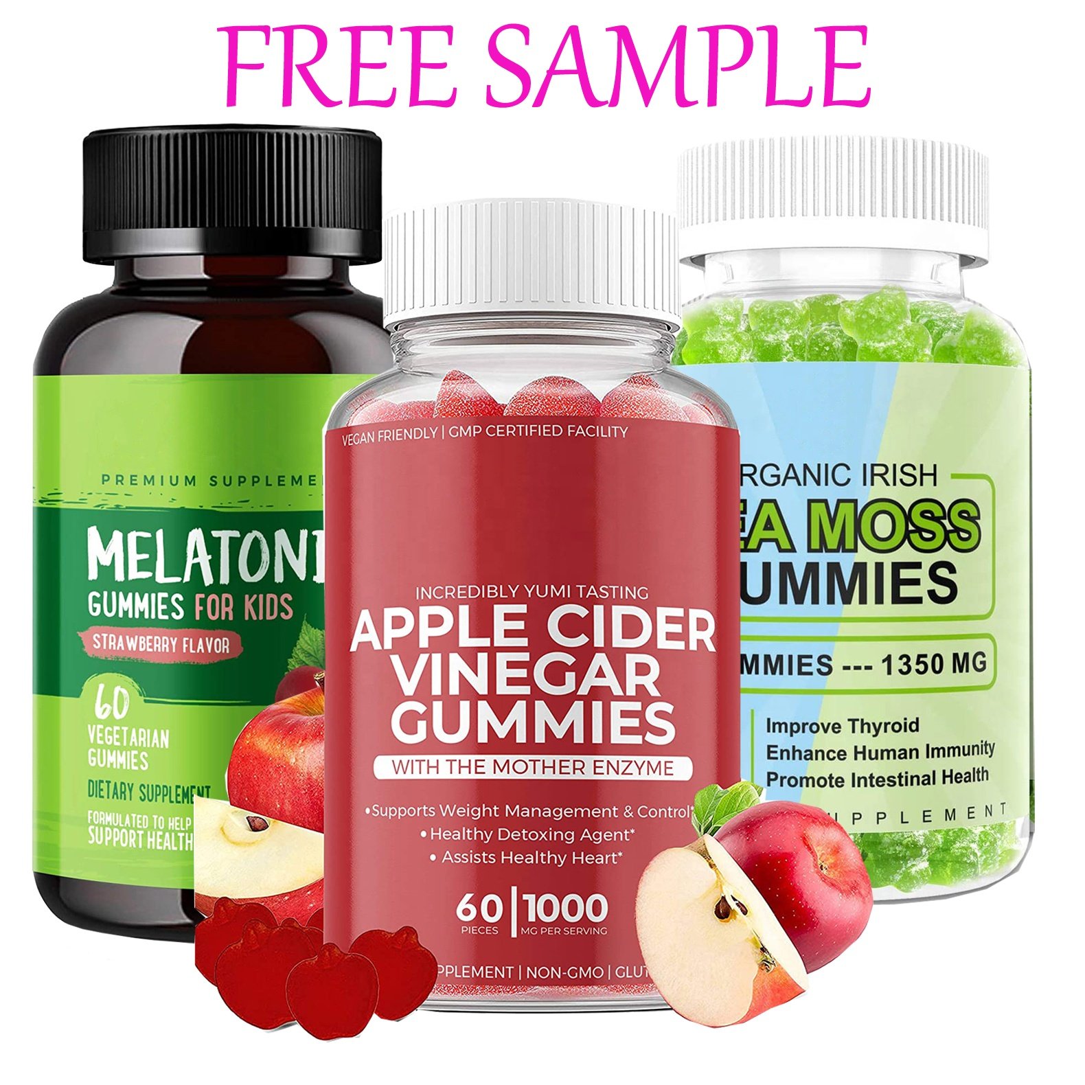 Halal Manufacture High Quality Healthcare Supplement Sea Moss Vitamin Apple Cider Vinegar Gummies