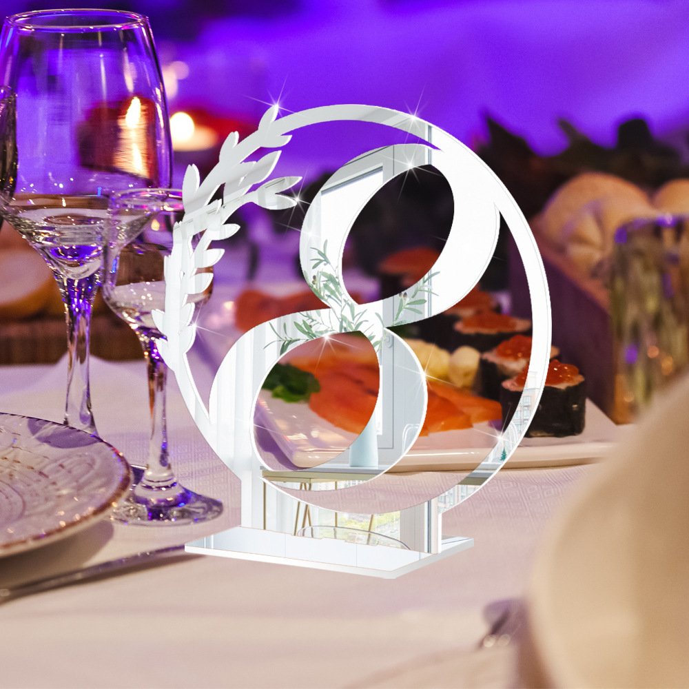 Festival Wedding Table Number Signs Gold Silver Mirror Acrylic Holders Place Cards & Table Numbers