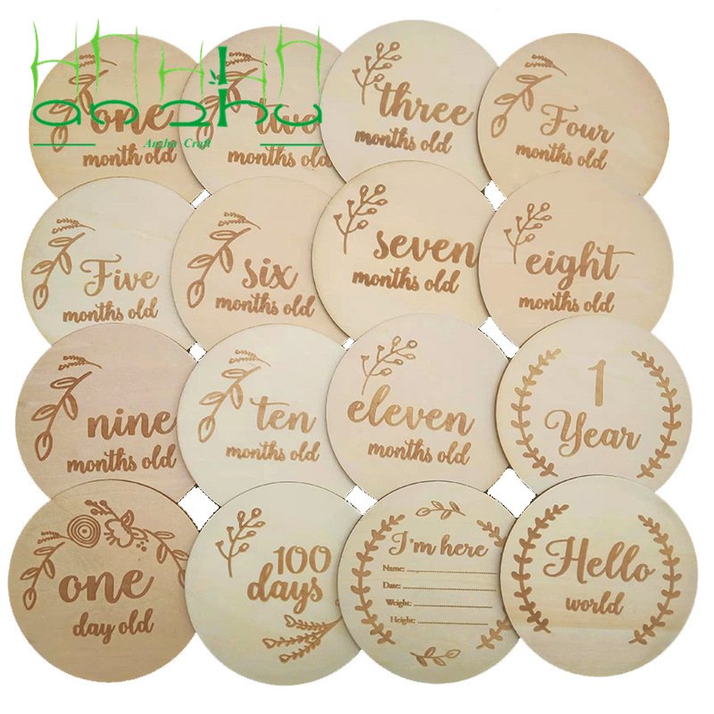 2024 Wooden baby monthly milestone cards with birth announcement sign