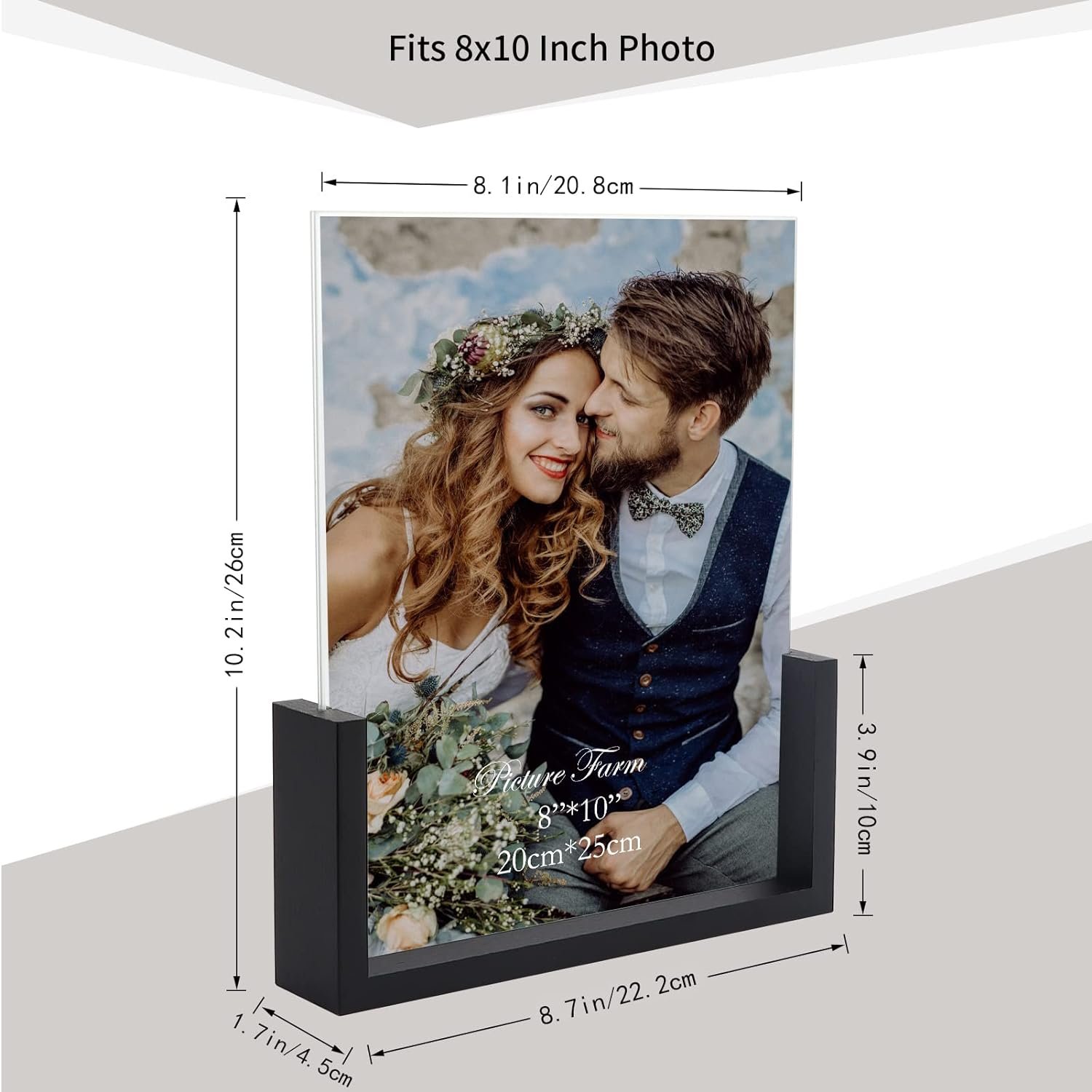 Hot selling acrylic photo frame is suitable for home office to place plexiglass and wooden U-shaped creative photo frame