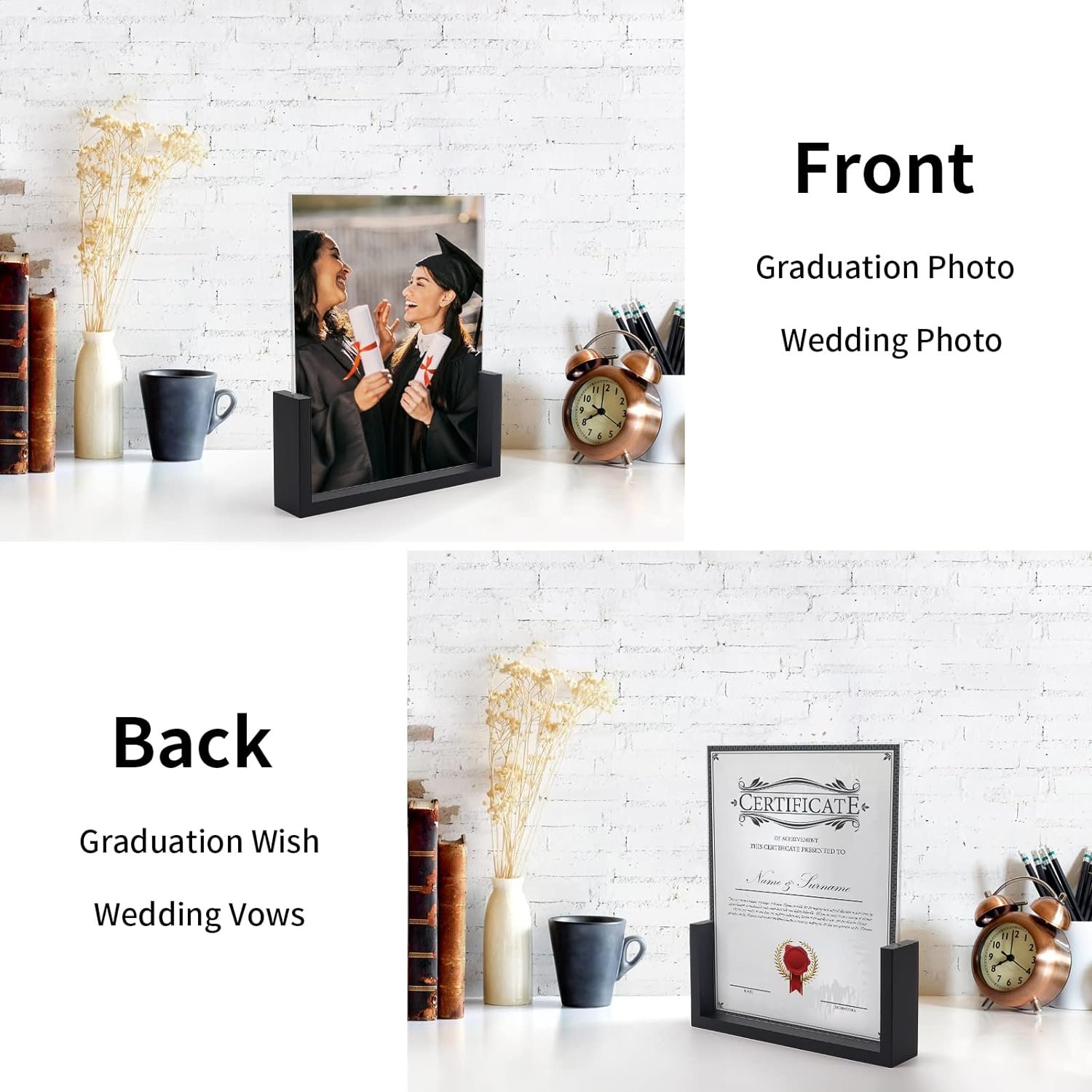 Hot selling acrylic photo frame is suitable for home office to place plexiglass and wooden U-shaped creative photo frame
