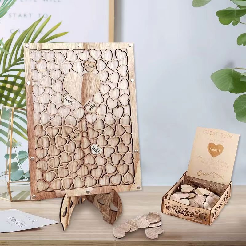 2023 Wood Guest Card Holder Wooden Place Card Holder Party Wedding Guest Book