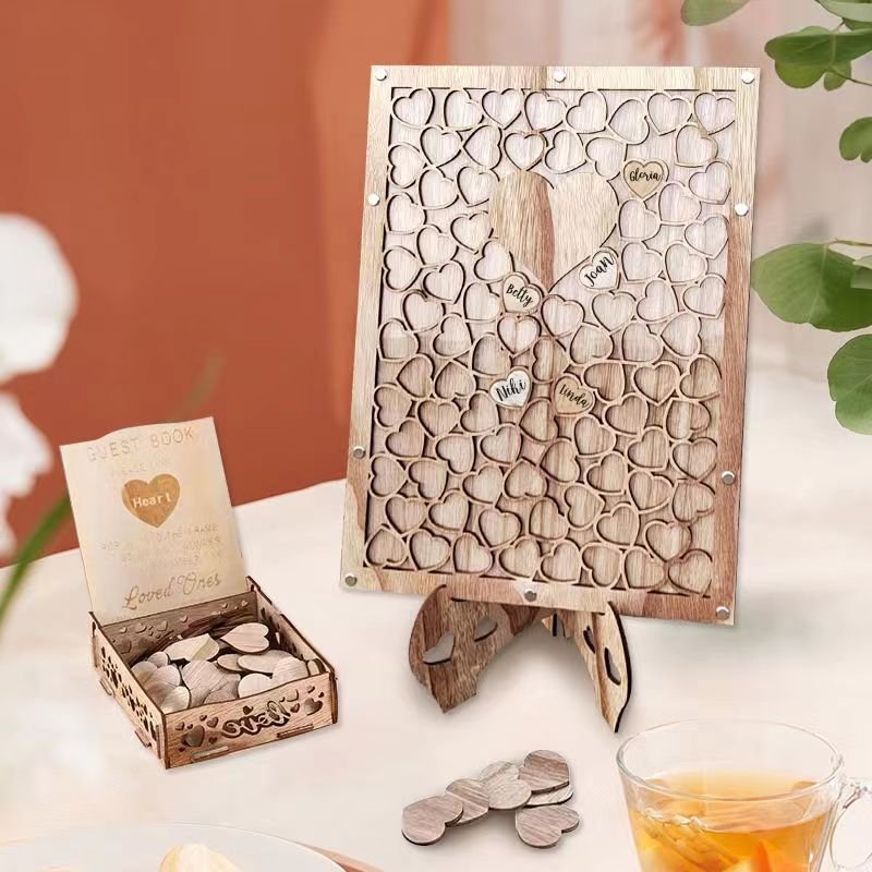 2023 Wood Guest Card Holder Wooden Place Card Holder Party Wedding Guest Book