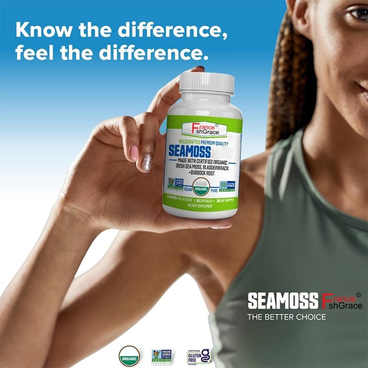 Organic Wildcrafted Seamoss Bladderwrack and Burdock Root Supplement for Immunity Capsules for Adults