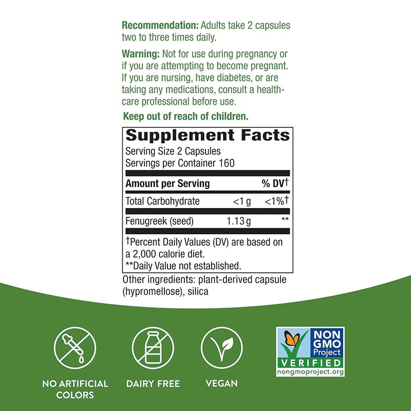 Fenugreek Seed,Traditional Lactation Supplement for Breastfeeding Support 320 Vegan Capsules