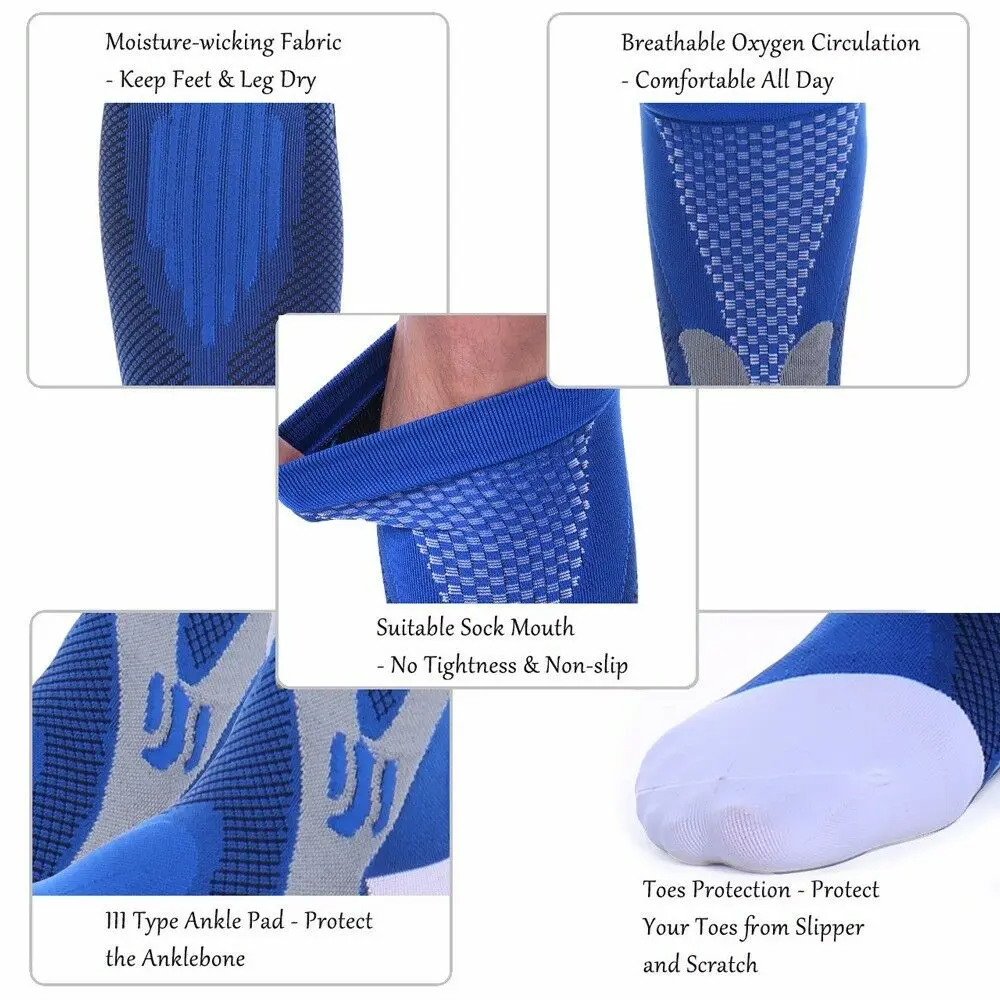 Custom Logo Wholesale Knitted Running Compression Socks Cycling Football Nursing High Long Sports Socks