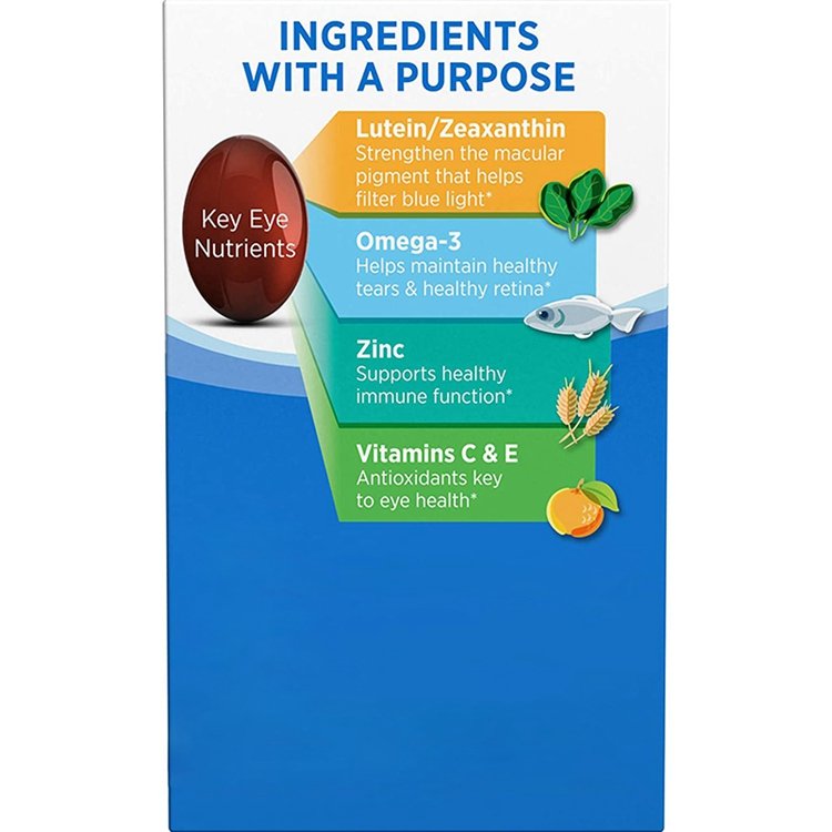Omega 3 Eye Vitamin & Mineral Supplement Contains Zinc Vitamins C E 90 Soft gels for Adults